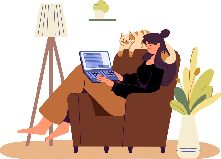 Ilustracja osoby pracującej zdalnie na laptopie